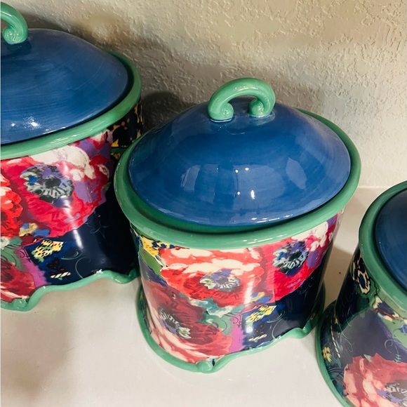 Three Piece Floral Ceramic Canisters for Kitchen Tracy Porter Vintage - Picture 4 of 11